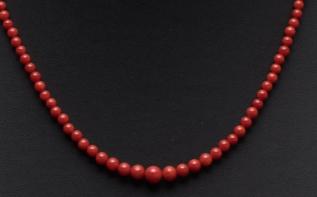 【訳あり】赤サンゴネックレス丸玉_kn069