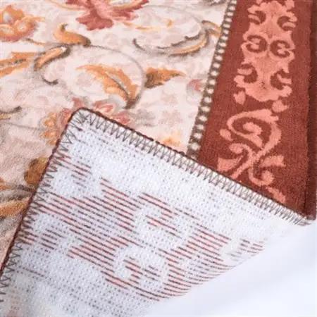 日本製 廊下カーペット 65cm×440cm 【オリエンタル更紗】 滑り止め加工 (エンジ)【1273306】
