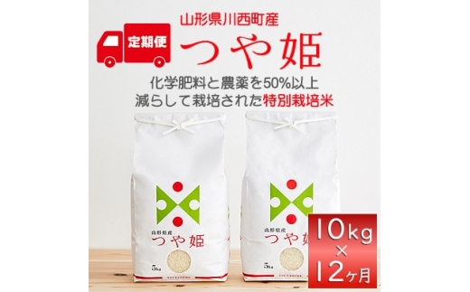 
＜毎月定期便＞山形県産特別栽培米「つや姫」10kg(5kg×2袋)全12回【4003481】
