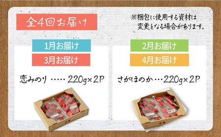 【先行予約 2027年1月～発送】【4回定期便】食べ比べ！恋みのり＆さがほのか 定期便 いちご