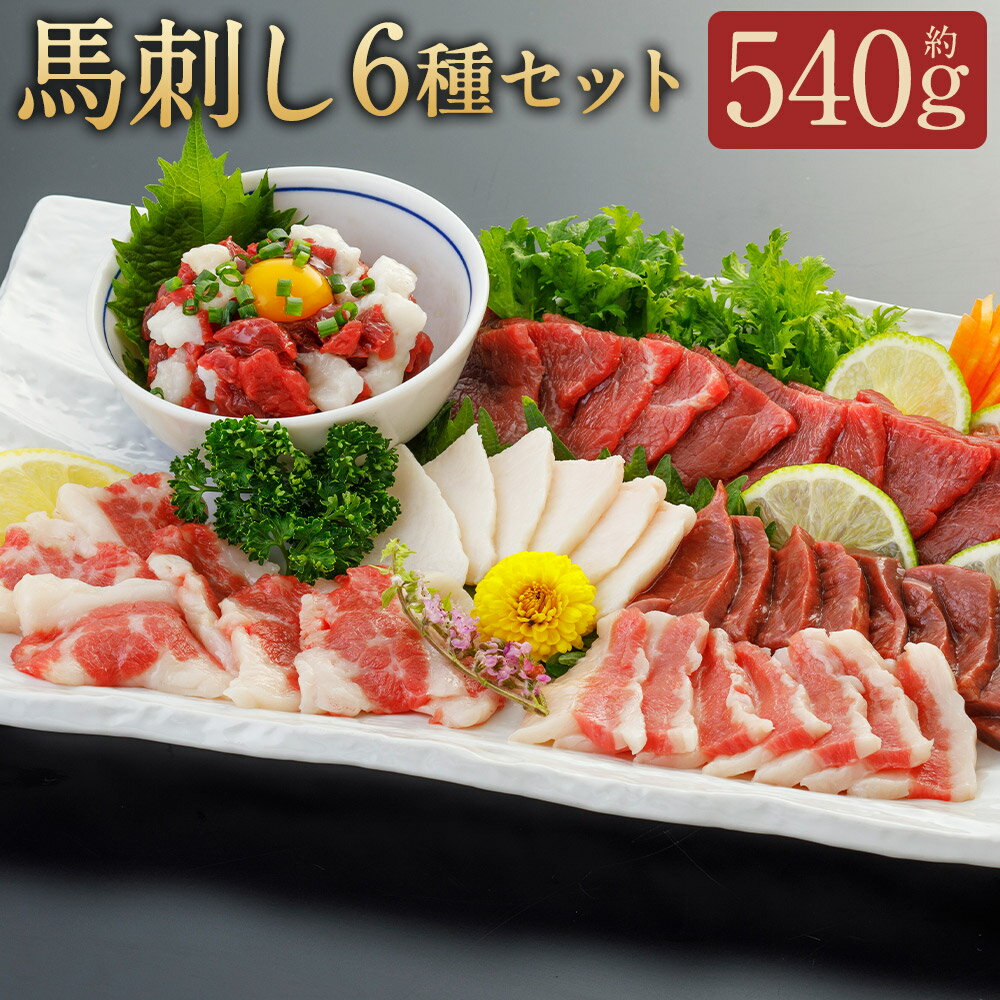【ふるさと納税】馬刺し6種セット 合計約540g 6種類 専用醬油150ml×1本 赤身 コウネ ハツ サガリ フタエゴ ユッケ 食べ比べ セット ブロック 馬刺し 馬肉 刺身 醤油付き 冷凍 桜屋 送料無料