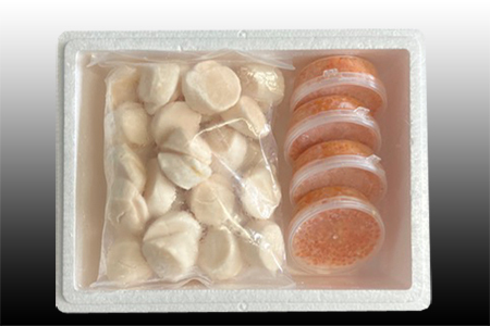 いくら醤油漬け100g×4P、ほたて貝柱500g×2P D-70036