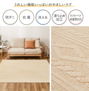 日本製 丸洗いOK 綿100% (表面) カーペット 1枚 約185×240cm 350119002 [3699]