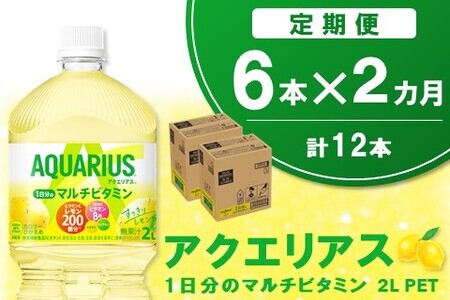 【2か月定期便】アクエリアス 1日分のマルチビタミン PET 2L(6本×2回)【アクエリ スポーツ飲料 夏バテ予防 水分補給 ビタミン補給 ビタミンC ミネラル クエン酸 2L 2リットル ペットボトル ペット スポーツ イベント】A1-F090325