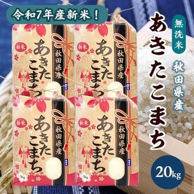 ふるさと納税 潟上市 新米!令和7年産 秋田県産あきたこまち 無洗米 20kg(5kg×4袋)