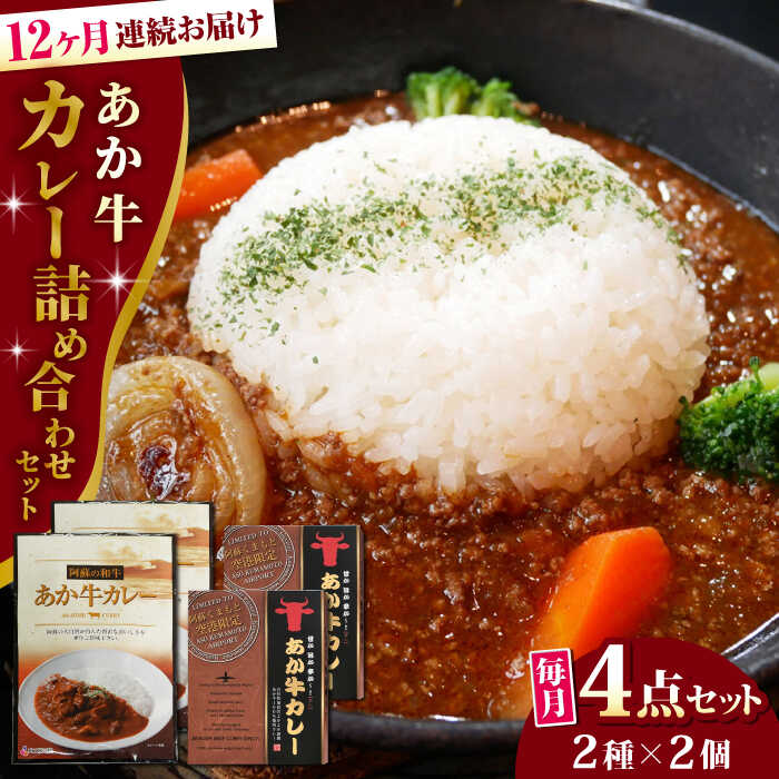 【ふるさと納税】【全12回定期便】熊本県産 あか牛 カレー詰め合わせセット 計4個 ( カレー 2種 各2個 ) 熊本和牛【有限会社 三協畜産】[YCG097]