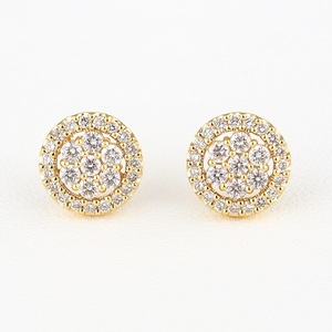 K18イエローゴールド＆ダイヤモンド サークルモチーフピアス【TE-112】