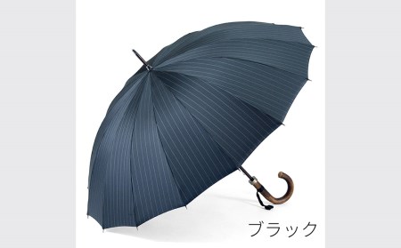 【前原光榮商店】紳士用雨傘 ピンストライプ〈手元：籐〉お名入れ可(カラー：ブラック）