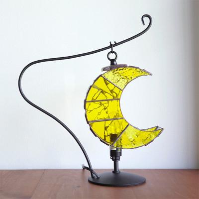 ふるさと納税 瀬戸市 Nijiiro Lamp のステンドグラスのテーブルランプ　月 イエロー |  | 03