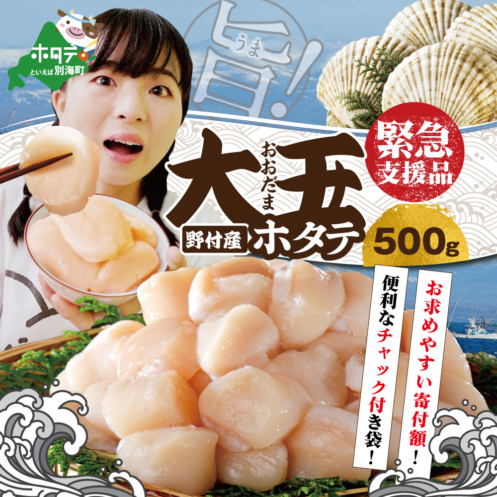 北海道別海町野付産大玉ホタテ 500g (15玉前後)【KT0000054】