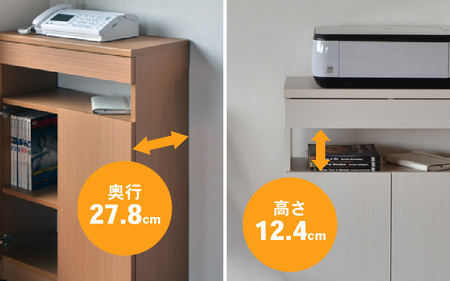 幅60cm ワイドタイプ 電話台＆FAX台 FAX-60 日本製 ホワイト木目 日本製 ≪寄付者様組み立て品≫ 【家具 組み立て 組立 組立家具 電話台 FAX台 ファックス台 ルーター 収納ボックス