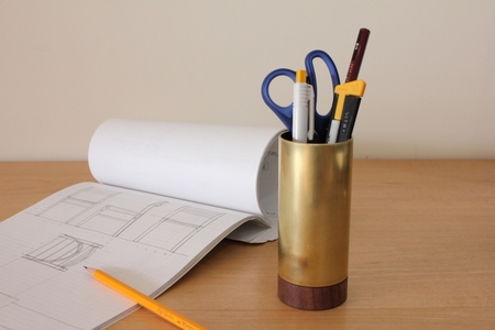 ペン立て(ブラックウォールナット) ペン立て 真鍮 ブラックウォールナット 収納 卓上収納 【uj-CY003-A】【平山日用品店】