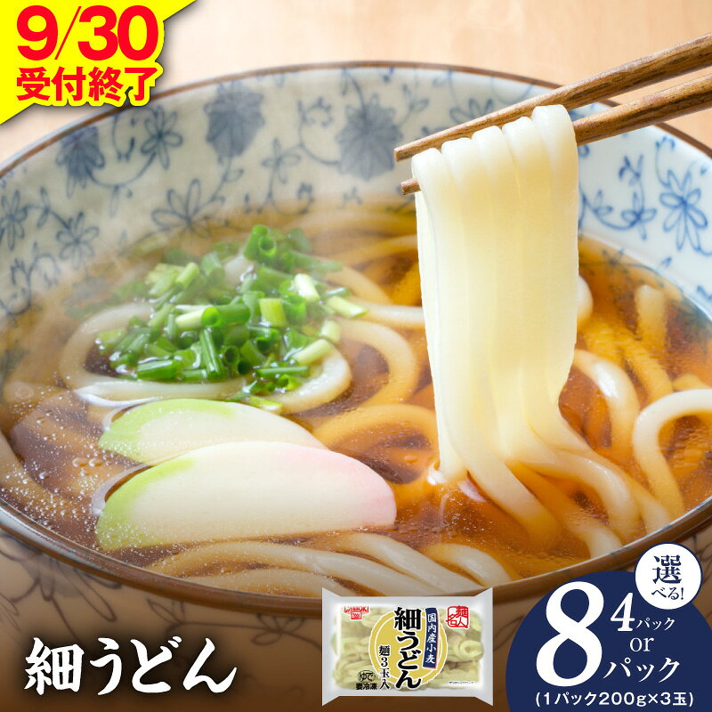 【ふるさと納税】【9月30日受付終了】 麺名人 国産小麦 細うどん 12食 / 24食 セット 冷凍 うどん 個包装 200g 3玉入り 4パック / 8パック レンジ解凍 細切り なめらか のどごし 国内製造 長期保存 冷凍保存 簡単調理 ストック用 アレンジ レシピ 泉佐野市 送料無料