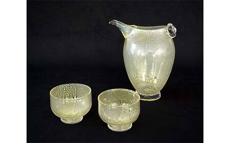 【ギフト用】＜ガラス作家 西川 慎＞冷酒揃え「銀の波」 吹きガラス 硝子 ガラス 冷酒揃え 冷酒 酒器 西川慎 贈り物 ギフト F6L-105