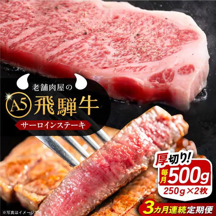 【3回定期便】 飛騨牛 サーロインステーキ (A5ランク) 1パック (250g×2枚) / 恵那市 / 岩島屋 [AUAJ027]