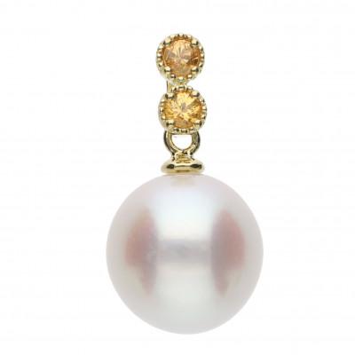 ふるさと納税 神戸市 【鞠】白蝶真珠(南洋真珠) イエローサファイア K18 イエローゴールド ペンダントトップ