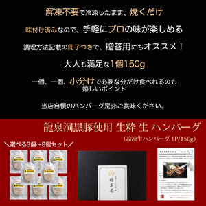 龍泉洞黒豚 生粋 生ハンバーグ 150g×4個 (合計600g) (DV025) 岩手県産 龍泉洞黒豚使用 生ハンバーグ 小分け 冷凍パック
