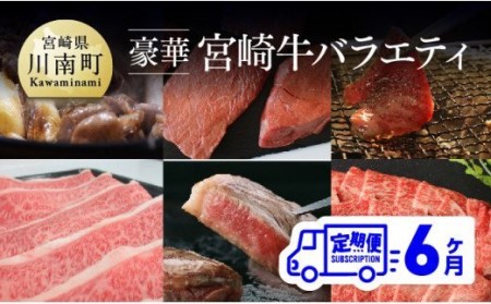 【定期便】 豪華！ 宮崎牛 バラエティ6ヶ月コース 【肉 牛肉 全6回 月替わり ステーキ 焼肉 スライス A4 A5 A4以上】