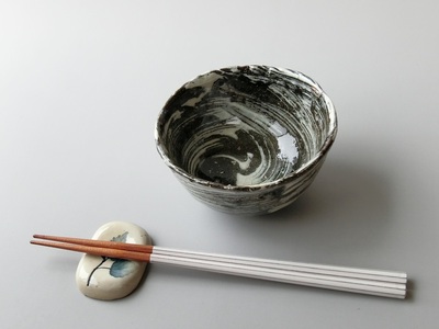 【唐津焼】中川自然坊窯 刷毛目唐津 ご飯茶碗（夫婦碗）ペアセット【C052】