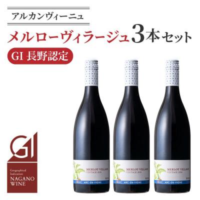 ふるさと納税 東御市 【GI NAGANO認定ワイン】メルローヴィラージュ 3本セット|【アルカンヴィーニュ】