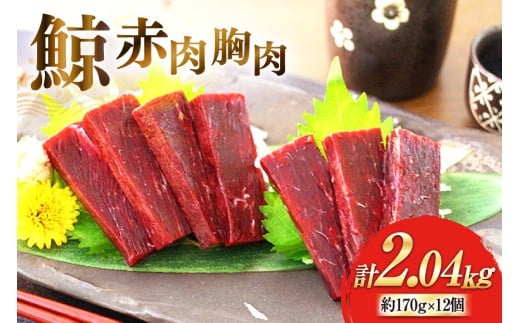 AJ138 赤肉胸肉 170g×12個セット 計2.04kg [ くじら クジラ 鯨 鯨肉 湯引き 簡単調理 おつまみ 肴 珍味 小分け 日野商店 長崎県 島原市 ]