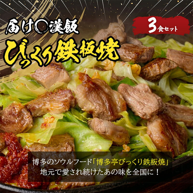 【ふるさと納税】福岡のソウルフードびっくり鉄板焼 3食セット