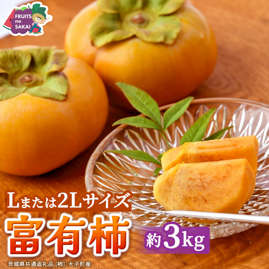 富有柿 Lまたは2L 約3kg【2026年10月より発送開始】（茨城県共通返礼品 [柿]：大子町産） | 柿  かき 旬 お取り寄せ フルーツ 甘い 秋の味覚 [FC23-NT]