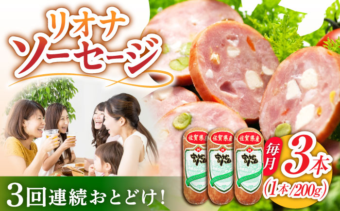 【3回定期便】リオナソーセージ 200g×3本 /宮地ハム [UBM030] 豚肉 豚 肉 ソーセージ