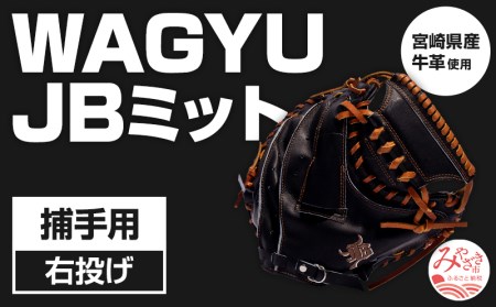 宮崎県産牛革使用 WAGYU JB ミット 硬式用 捕手用 JB-002S(ブラック/右投げ用)