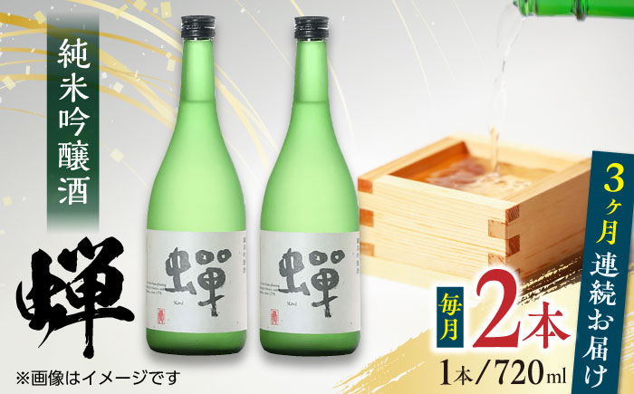 
            【全3回定期便】純米吟醸酒 蝉 720ml×2 日本酒 熊本県産 山都町産 通潤橋 【通潤酒造株式会社】[YAN027] 
          