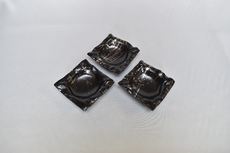 萩焼　銀彩ブラックプレートセット｜HGH00020