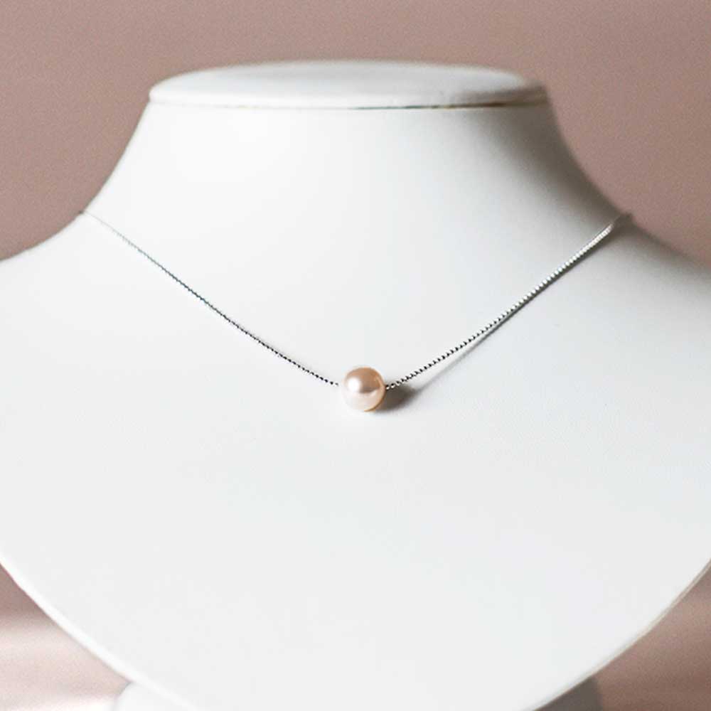 あこや本真珠 シルバーチェーン ネックレス（8.5mm～8.9mm）ホワイトピンクカラー 簡易保管ケース付 ペンダント パール アクセサリー プレゼント 母の日 贈り物 ギフト 6月誕生石 かわいい 