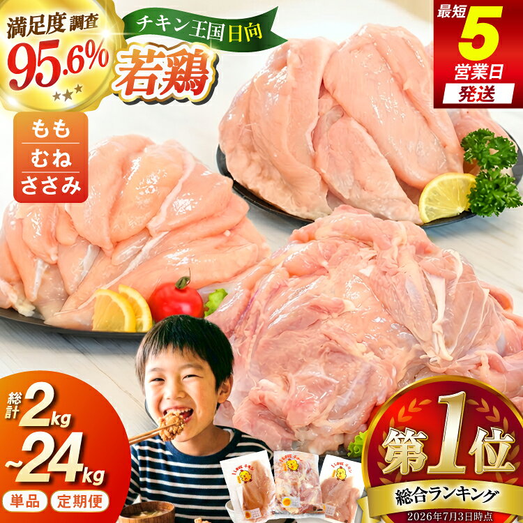 【ふるさと納税】 総合ランキング1位獲得 鶏肉 小分け 部位 2kg 〜 24kg 定期便 選べる 宮崎県産 若鶏 [エム・ティ・シー 日向市 452061066] 冷凍 鶏肉 国産 もも肉 モモ肉 むね肉 ムネ肉 ささみ ササミ 個包装 3回 6回 12回 セット ★日向市は若鶏出荷額5年連続日本一