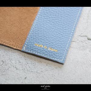 maf pinto (マフ ピント) レザーブックカバー 四六判サイズ ADRIA LINE ライトブルー 本革 日本製