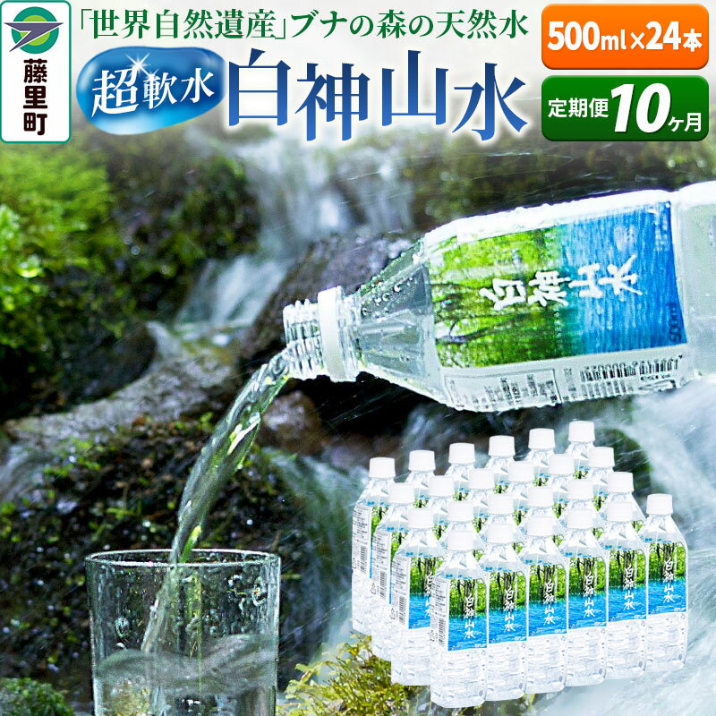 【ふるさと納税】【定期便10ヶ月】白神山水（500ml×24本） 水 ミネラルウォーター