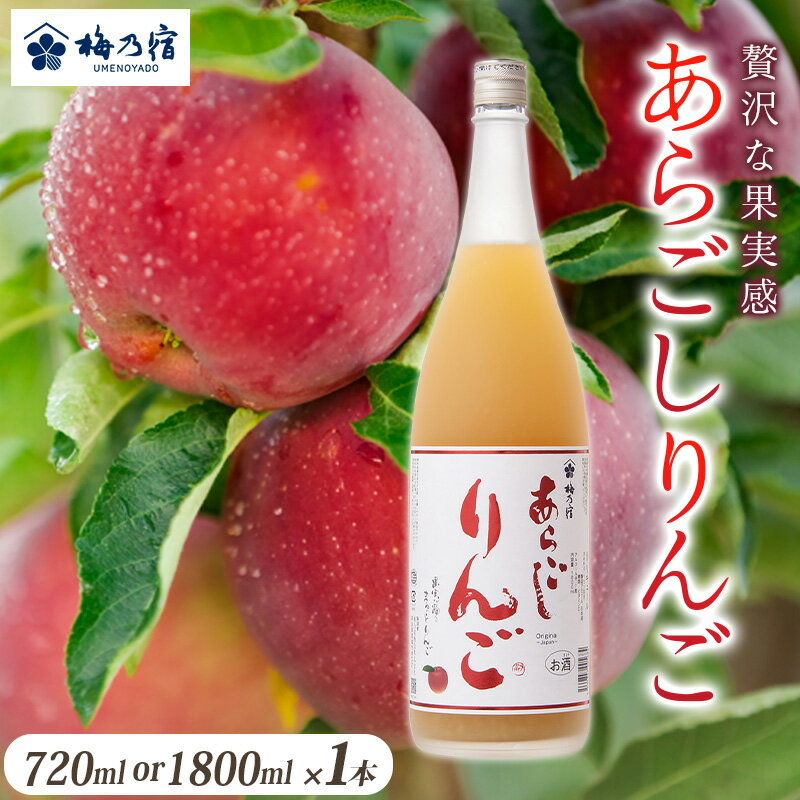 【ふるさと納税】梅乃宿 あらごしりんご ［選べる容量：720ml ・1800ml］ ／ 国産　すりおろし　りんご　角切り　林檎　果汁　果肉　リキュール お酒 リキュール ギフト 贈り物 プレゼント 人気 メーカー直送 濃厚 デザート 果肉たっぷり ロック ストレート 奈良県 葛城市