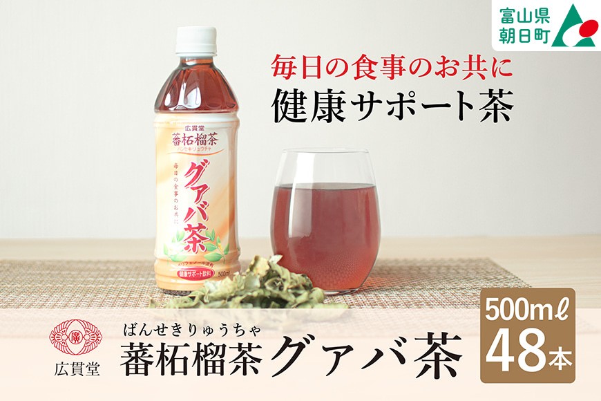 
                  お茶 グァバ茶 500ml 24本 × 2ケース 計48本 [広貫堂 富山県 朝日町 34310388] グアバ ノンカフェイン カロリーゼロ 健康茶 ケース 箱 リピート 黒部名水 48本 500ml
                