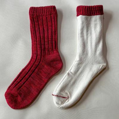 ふるさと納税 桐生市 【ezu】hietori kutsushita / レッド◆シルク×コットンの二重構造靴下