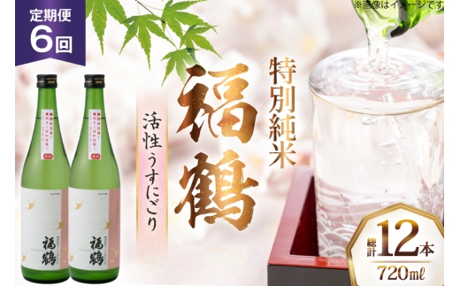 酒 日本酒 福鶴 特別純米 活性うすにごり 720ml 計2本 6回 定期便 [福田酒造 長崎県 平戸市 hr42bgy410447] お酒 微炭酸 山田錦 にごり酒