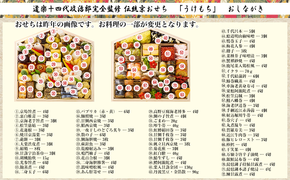 【京料理 道楽】国産 弐段生おせち「うけもち」(約3～5人前) ｜京都 老舗料亭 本格和風おせち 人気［ 京都 東山 創業390年 老舗 料亭 おせち 大人気 おすすめ 2027 正月 お節 おせち料