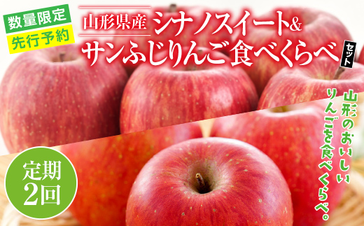 FYN9-407 ≪2026年先行予約≫【定期便2回】ご家庭用 山形県産 りんご 食べ比べ 2回お届け 2026年10月中旬から順次発送 シナノスイート サンふじ 林檎 りんご リンゴ 秋果実 果物 くだもの フルーツ 自宅用 家庭用 産地直送 期間限定 山形県 西川町 月山