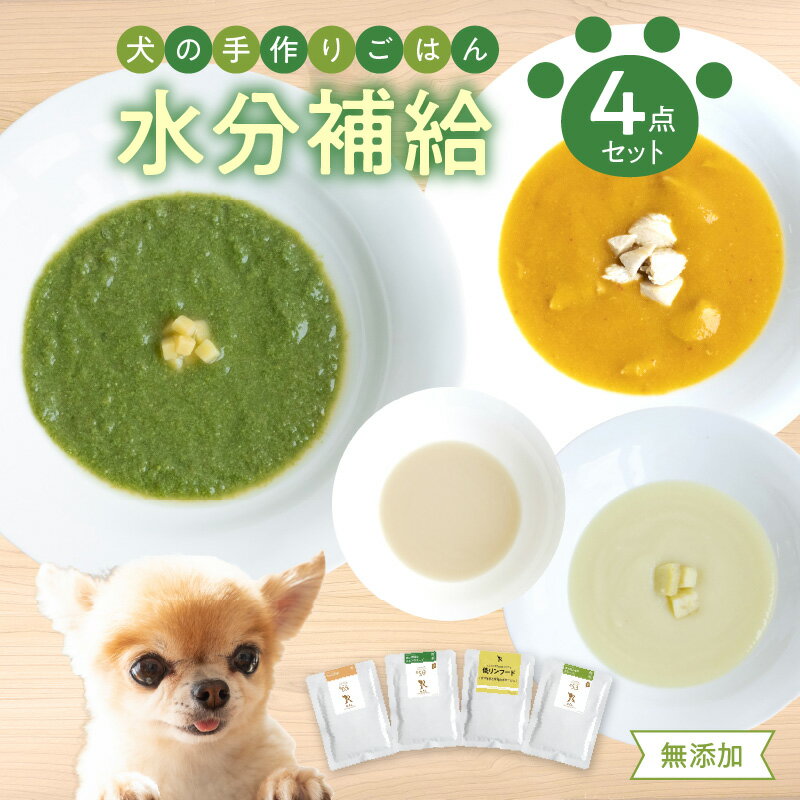 【ふるさと納税】ドッグフード 無添加 水分補給4点セット【犬の手作りごはん】 ワンちゃん 犬 ペット ご飯 ペットフード 手作り 水分補給 野菜 スープ ポタージュ セット 安心 安全 栄養補給 疲労回復 レトルト 完全無添加 R15013