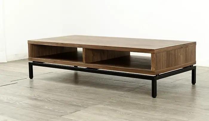大川家具 ヴェロス 110cm センターテーブル アイアン脚 リビングテーブル 天然木ウォールナット