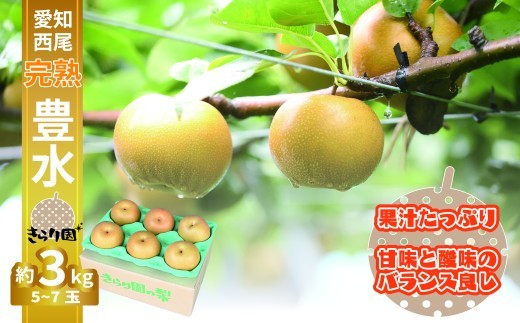 
                  【数量限定】＜きらり園＞ 完熟 豊水梨 3kg・K341
                