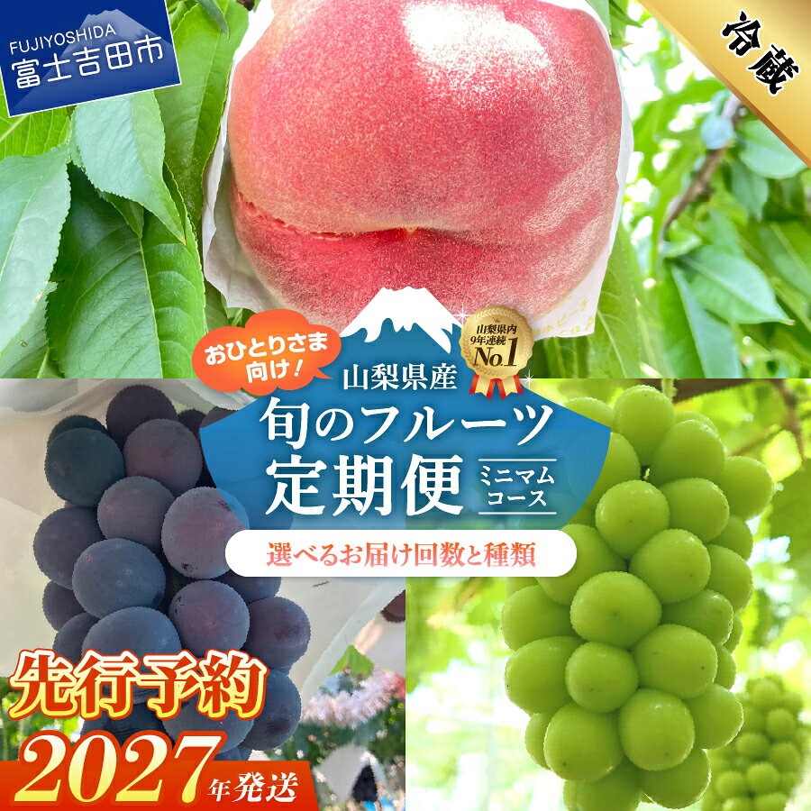 【ふるさと納税】 2027年先行予約 フルーツ 定期便 桃 シャインマスカット 黒ぶどう ミニマムコース おひとり お試し もも 大玉 ブドウ 1房 山梨県産 果物 くだもの 冷蔵発送 【2027年7月中旬頃～10月中旬頃まで順次発送】 富士吉田 ふるさと納税 ランキング