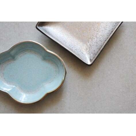 有田焼 mamekozara（Silver・Blue）4枚 セット【まるふく】食器 器 うつわ 豆皿 小皿 ギフトセット おしゃれ  木瓜型 25000円 A25-625_イメージ3