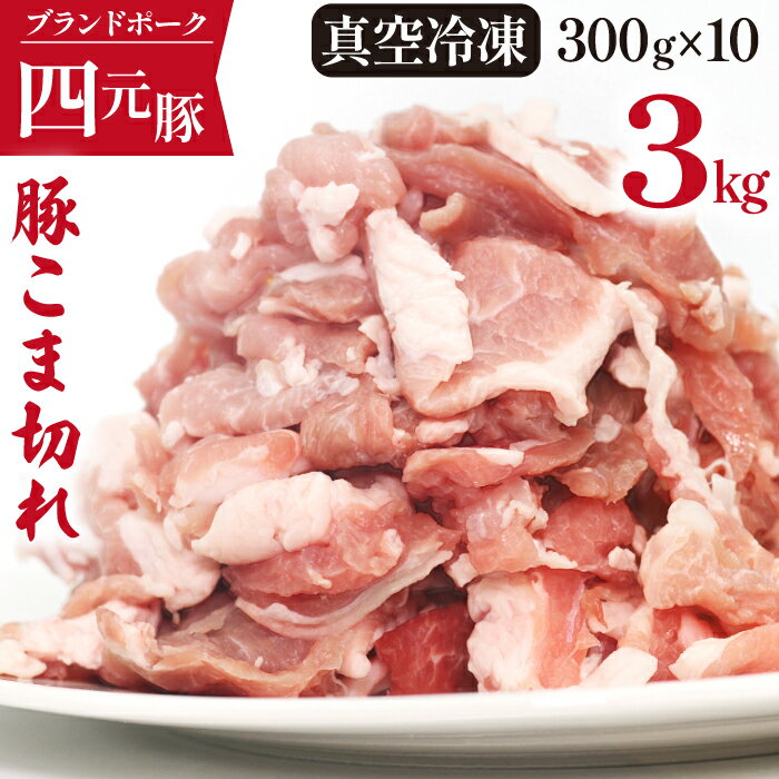 【ふるさと納税】 豚肉 四元豚 おすすめ ありすぽーく 小間切れ 小分け セット 総量3000g ／ 3kg 3キロ 豚 豚小間 肩 ウデ モモ 切り落とし 肉 こま切れ 個包装 使い切り 真空パック トレーなし 時短 送料無料 精肉 国産 ポーク 炒め物 焼肉 焼き肉 煮物 鍋 岩手県 滝沢市