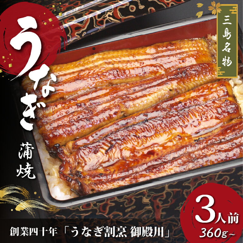 【ふるさと納税】 静岡 名産 うなぎ 蒲焼 3人前 360g 冷蔵 三島名物 3代続く うなぎ屋 真空パック 御殿川 極上 熟練 職人 土用丑の日 晩ごはん 家族 惣菜 ウナギ 国産 老舗 高級 贈り物 ギフト プレゼント 鰻 うな重 うな丼 三島市 静岡県