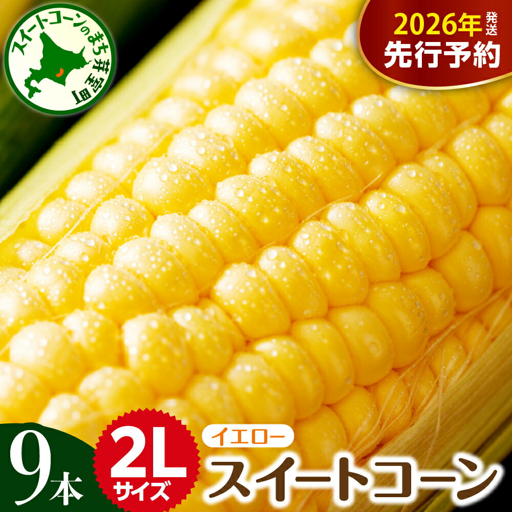 【ふるさと納税】【先行予約】 2026年産 とうもろこし 2L 9本 入り 【7月下旬～8月中旬にかけて順次発送】北海道産 スイートコーン キャンプ飯 BBQ アウトドア ソロキャン バーベキュー 焼肉 とうきび コーン 甘い 生 野菜 朝採り 産地直送 北海道 十勝 芽室町 めむろ