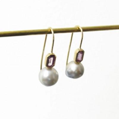 ふるさと納税 座間味村 kerama pearl × pink sapphire hook earring/K18 (両耳) |  | 02